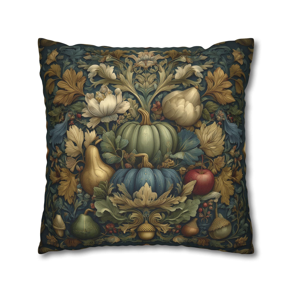 William Morris Inspired Tapestry Pillow Cover: Botanical Autumn Harvest for Cozy Fall Home Decor