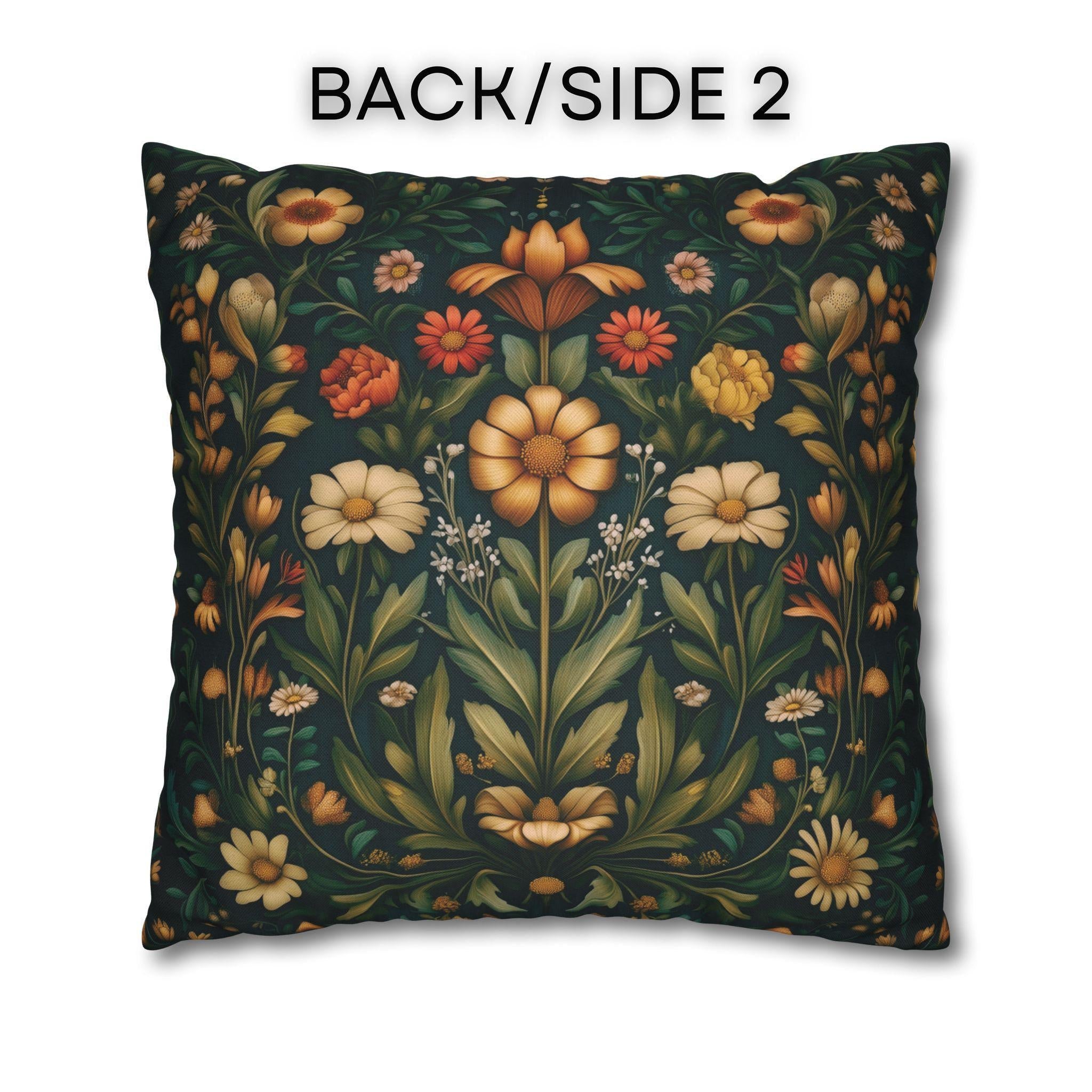 William Morris Throw Pillow Cover - Muted Coral and Leafy Green Florals