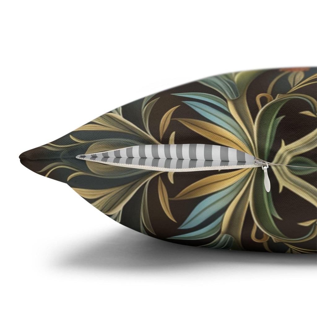 Southwest Floral Skull Pillow: William Morris Inspired Western Decor, Botanical Horned Cushion Cover