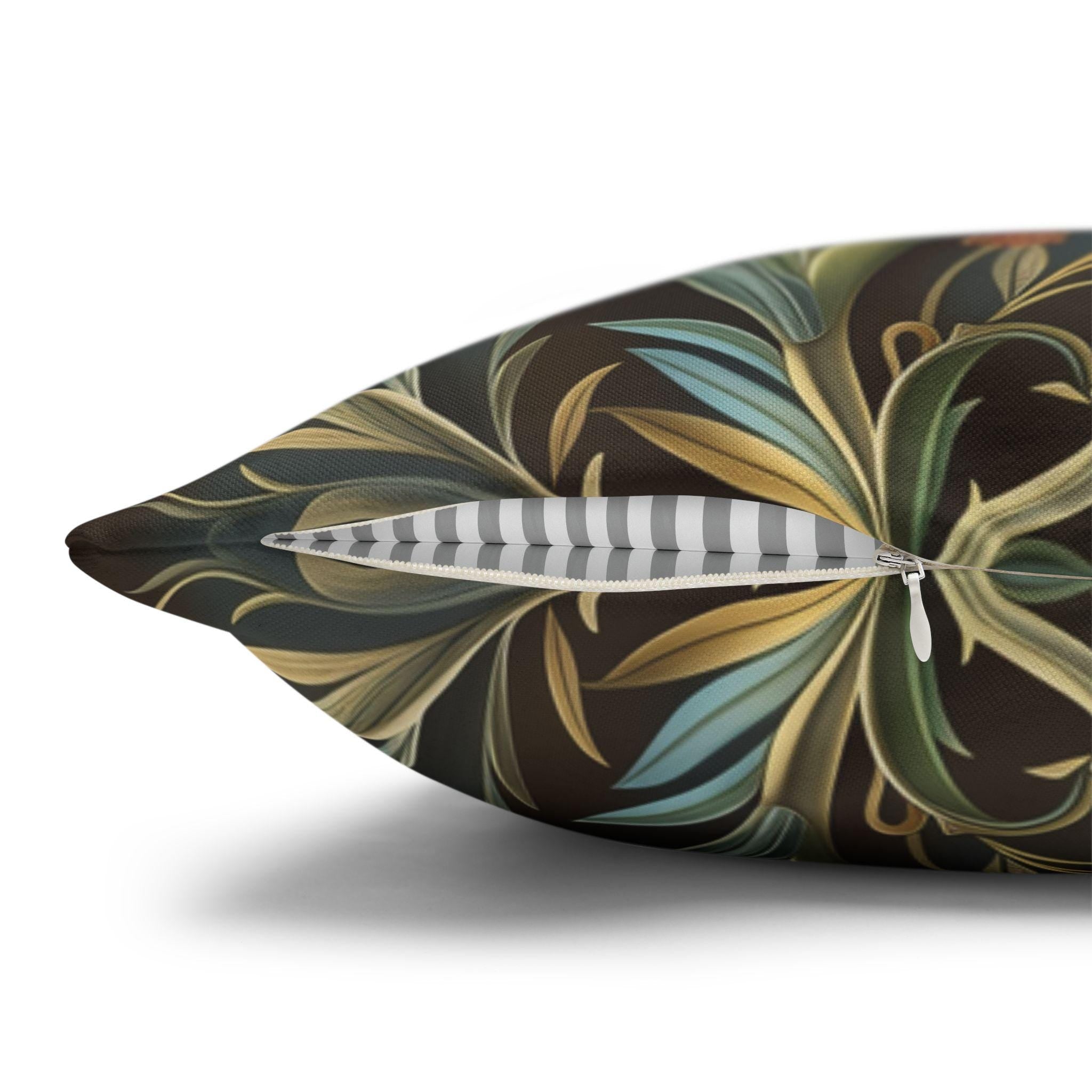 Southwest Floral Skull Pillow: William Morris Inspired Western Decor, Botanical Horned Cushion Cover