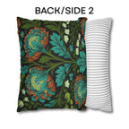 William Morris Style Throw Pillow Cover: Moody Teal Blue, Burnt Orange, & Deep Olive