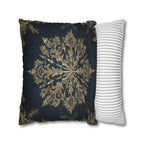 Navy & Gold Christmas Snowflake Pillow Cover: Square Polyester, 14-20 Inches