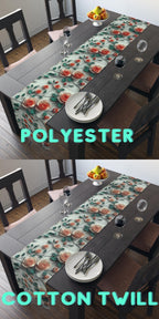 Red Coral Rose Table Runner: Romantic Floral Dining Decor
