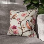 Chinoiserie Bird Pillow Cover: Vintage Style Floral Accent Cushion