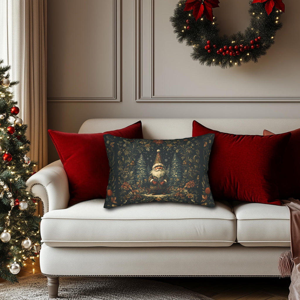 William Morris Christmas Gnome Lumbar Pillow: Holiday Home Accent