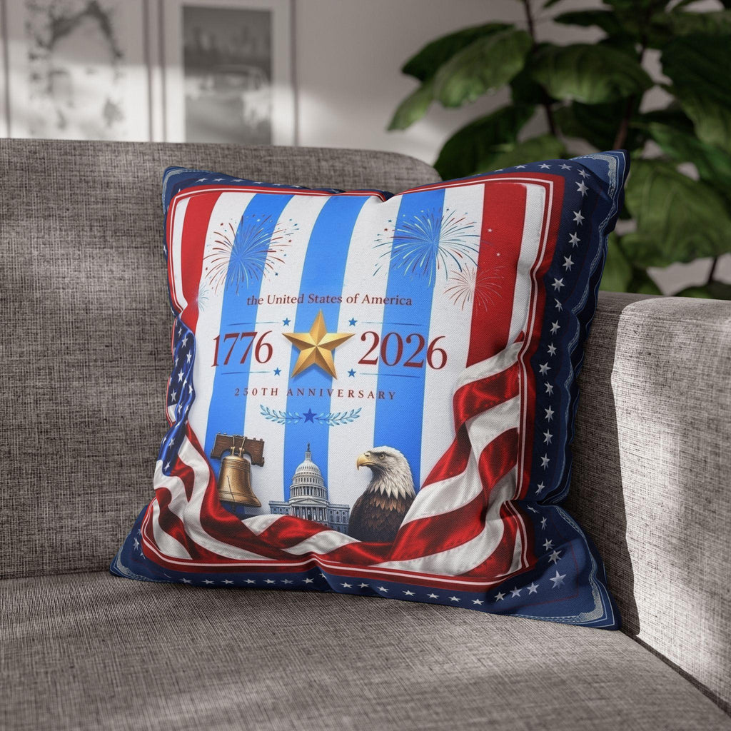 Patriotic Throw Pillow Cover: USA 250th Anniversary, 1776-2026 Limited Edition Decor