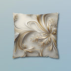 3D Rendered Elegant Christmas Ribbon Pattern Pillow Cover: Pale Gold and Silver Shimmer