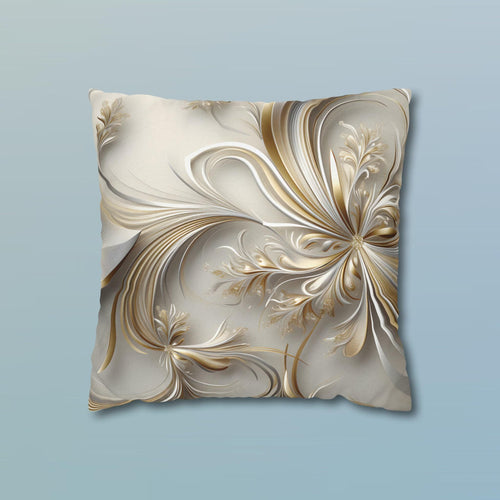 3D Rendered Elegant Christmas Ribbon Pattern Pillow Cover: Pale Gold and Silver Shimmer