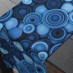 Retro Modern Blue Geometric Table Runner: Mid Century Circle Pattern Decor