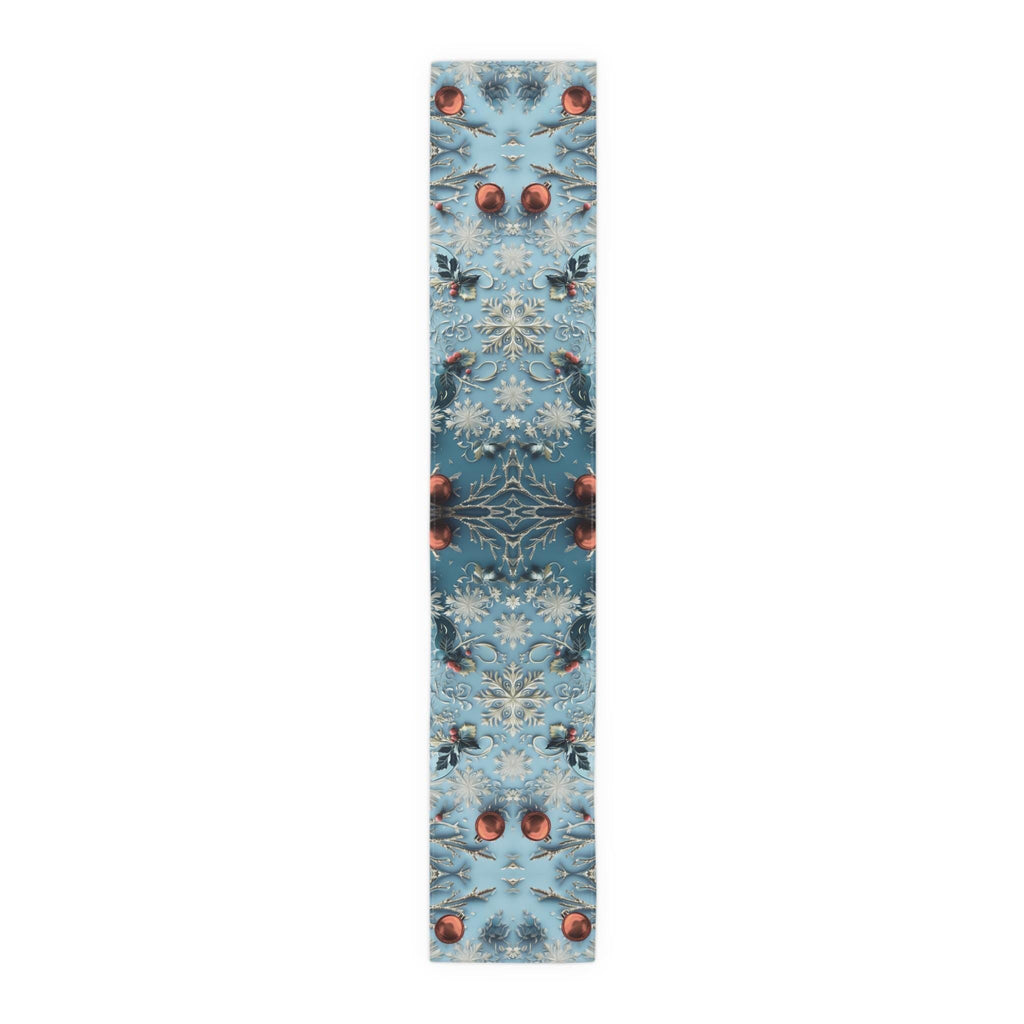 Winter Wonderland Table Runner Blue Aqua & Red Christmas Dining Holiday Centerpiece Festive Design