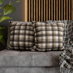 Neutral Brown Gingham Plaid Pillow Cover: Farmhouse Buffalo Check Accent