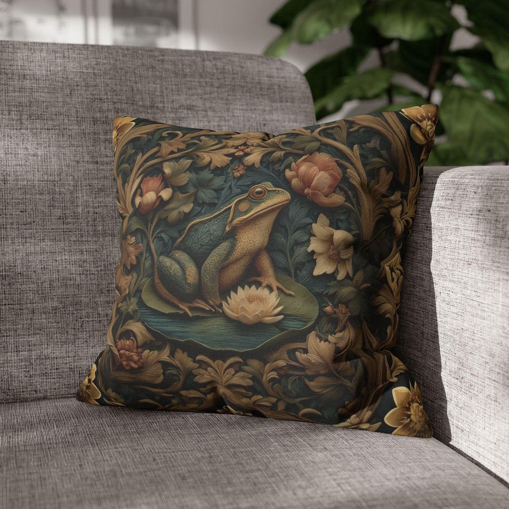 William Morris Inspired Frog Pond Pillow Cover: Botanical Spring & Summer Decor