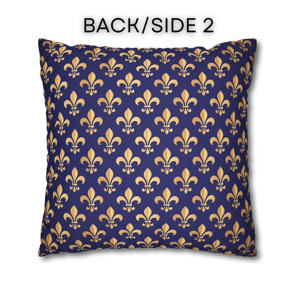Gold and Royal Blue Fleur de Lys Pillow Cover: Classic French Heraldic Pattern