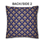 Gold and Royal Blue Fleur de Lys Pillow Cover: Classic French Heraldic Pattern