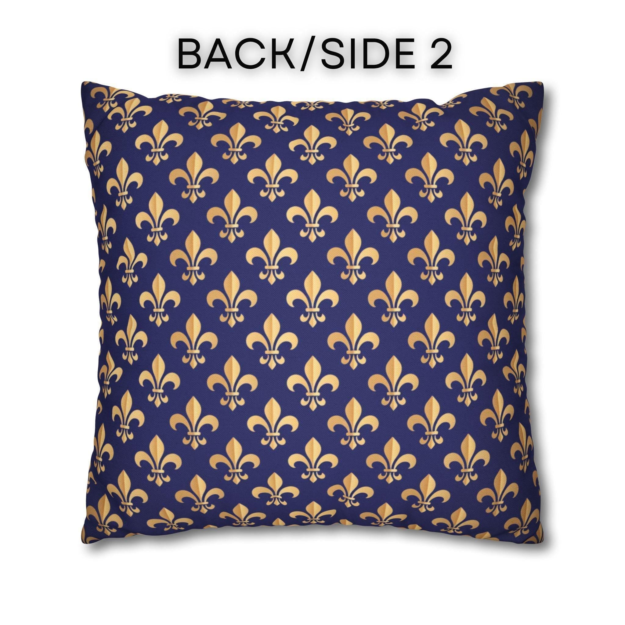 Gold and Royal Blue Fleur de Lys Pillow Cover: Classic French Heraldic Pattern