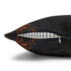 Gothic Halloween Pillow Cover: Jack-o-Lantern Damask in Black and Burnt Orange
