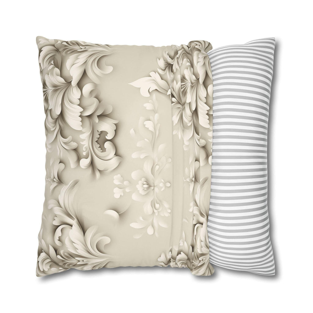 Floral Scrollwork Pillow Cover, Cream Beige Tones, Elegant Home Decor