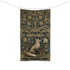 William Morris Fox Hand Towel: Dark Woodland Botanical Arts & Crafts Decor