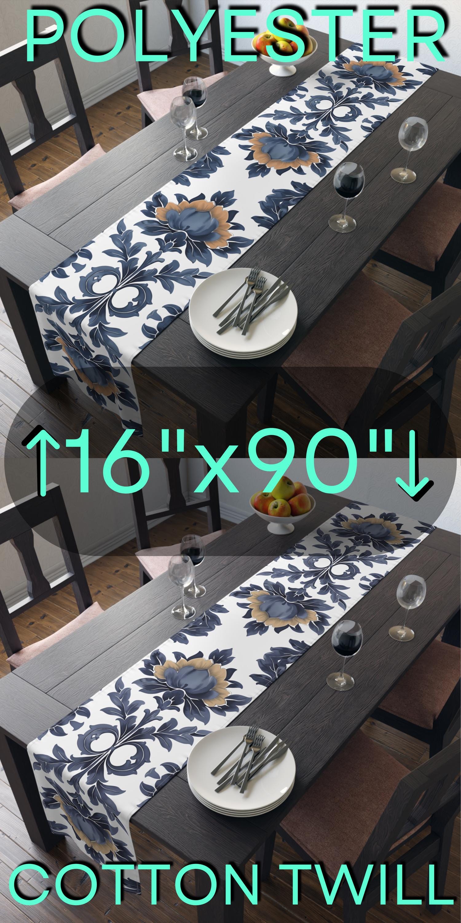 Floral French Country Table Runner: Blue Camel Farmhouse Decor