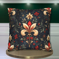 Holiday Fleur-de-lis Pillow Cover: Red Gold Floral Christmas Decor