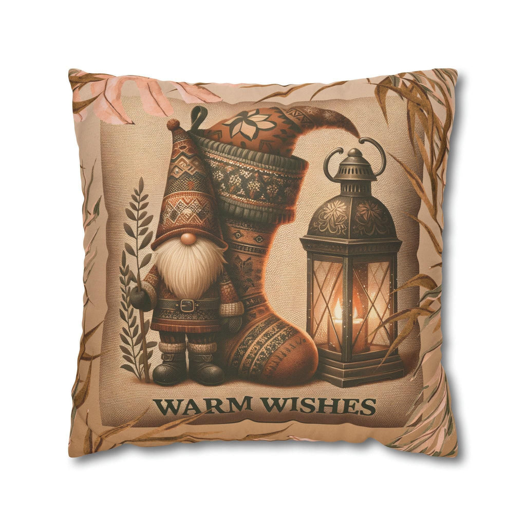 Rustic Christmas Pillow Cover: Cozy Gnome & Stocking Design for Holiday Home Decor