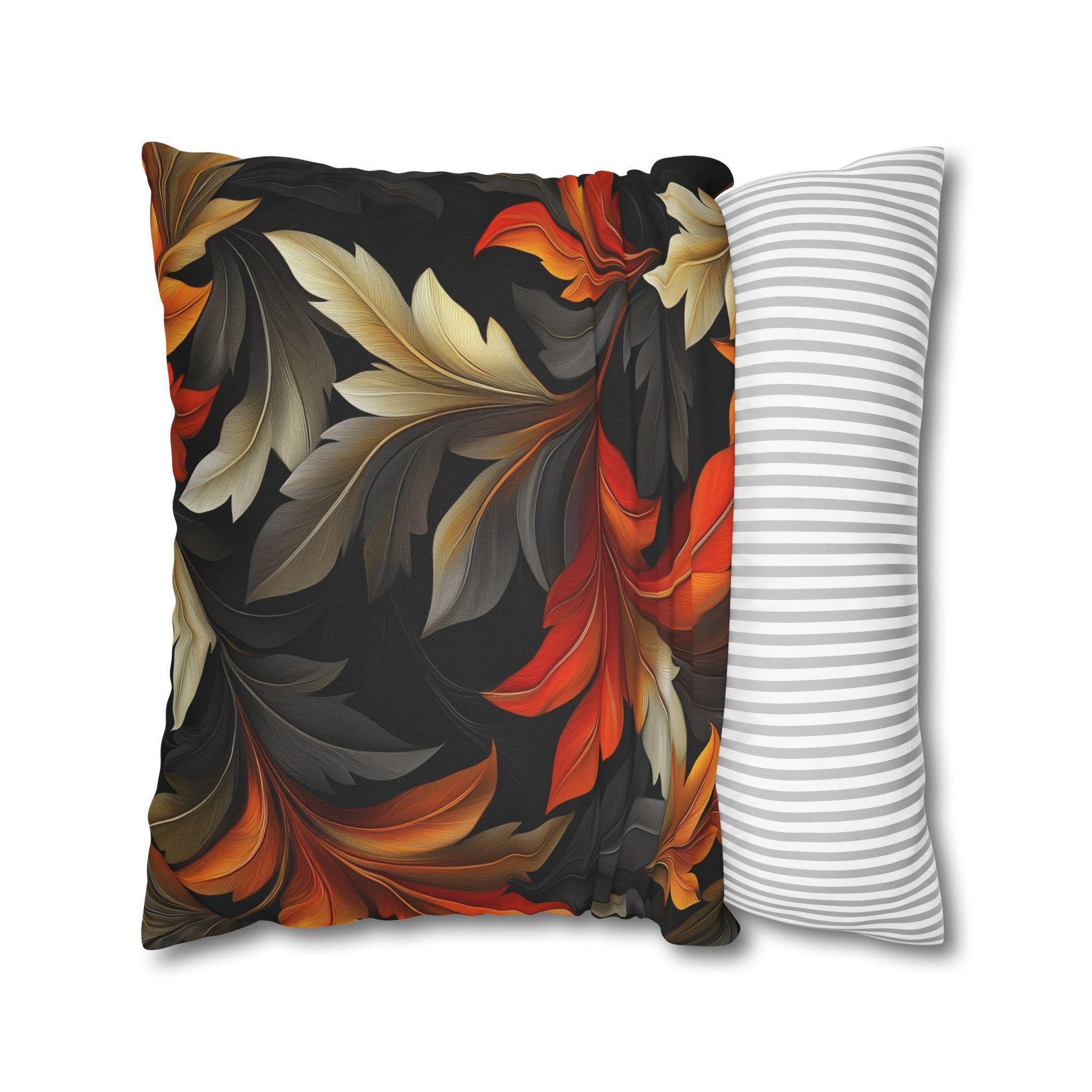 William Morris Inspired Pillow Cover: Black Autumn Leaves Tapestry Cushion