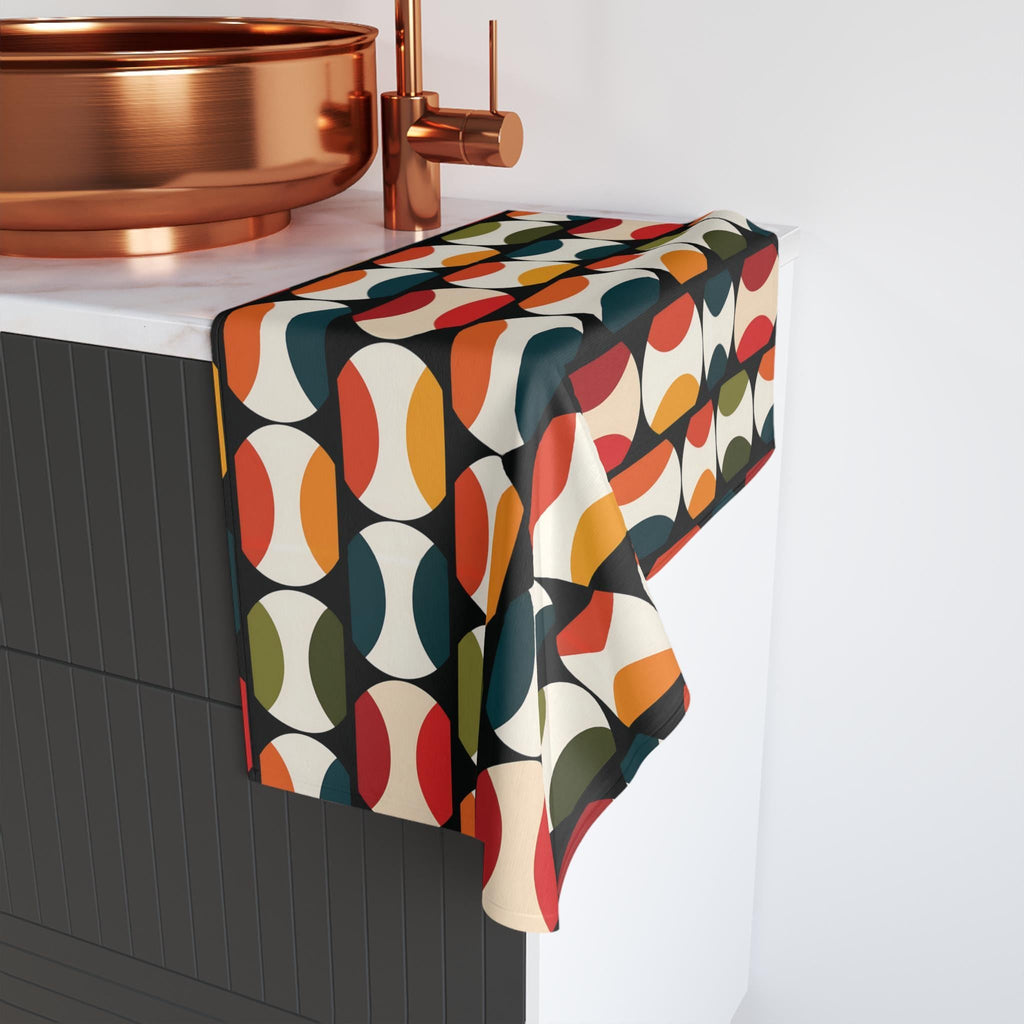 Bauhaus Hand Towel: Retro Mid Century Modern Bold Geometric Design