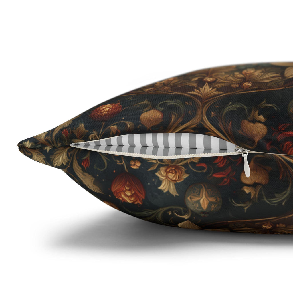 Intricate Christmas Trees and Florals Pillow Cover: William Morris Style Holiday Botanical Design