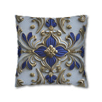 Baroque Floral Throw Pillow Cover: Cobalt Blue & Gold Accent