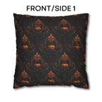 Gothic Halloween Pillow Cover: Jack-o-Lantern Damask in Black and Burnt Orange