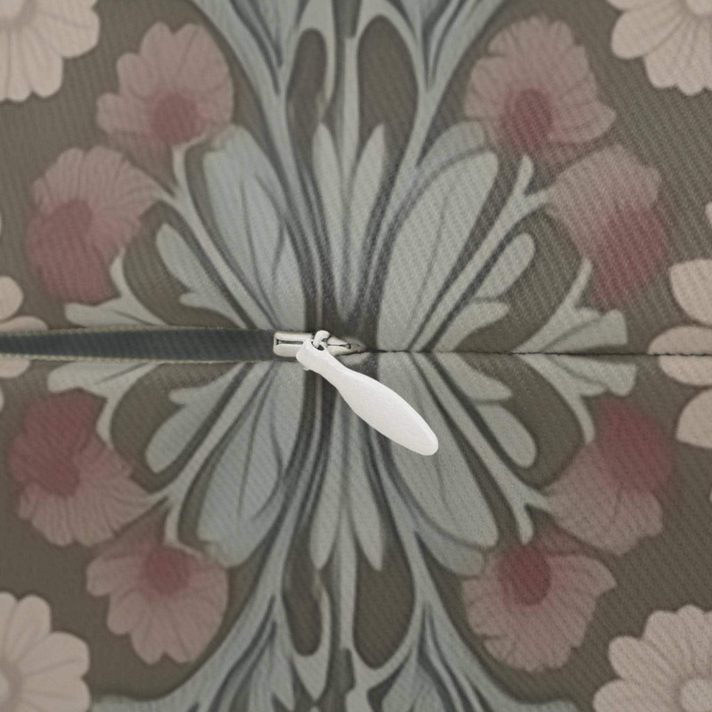 William Morris Inspired Botanical Lumbar Pillow: Soft Gray-Sage, Taupe, Blush Accent