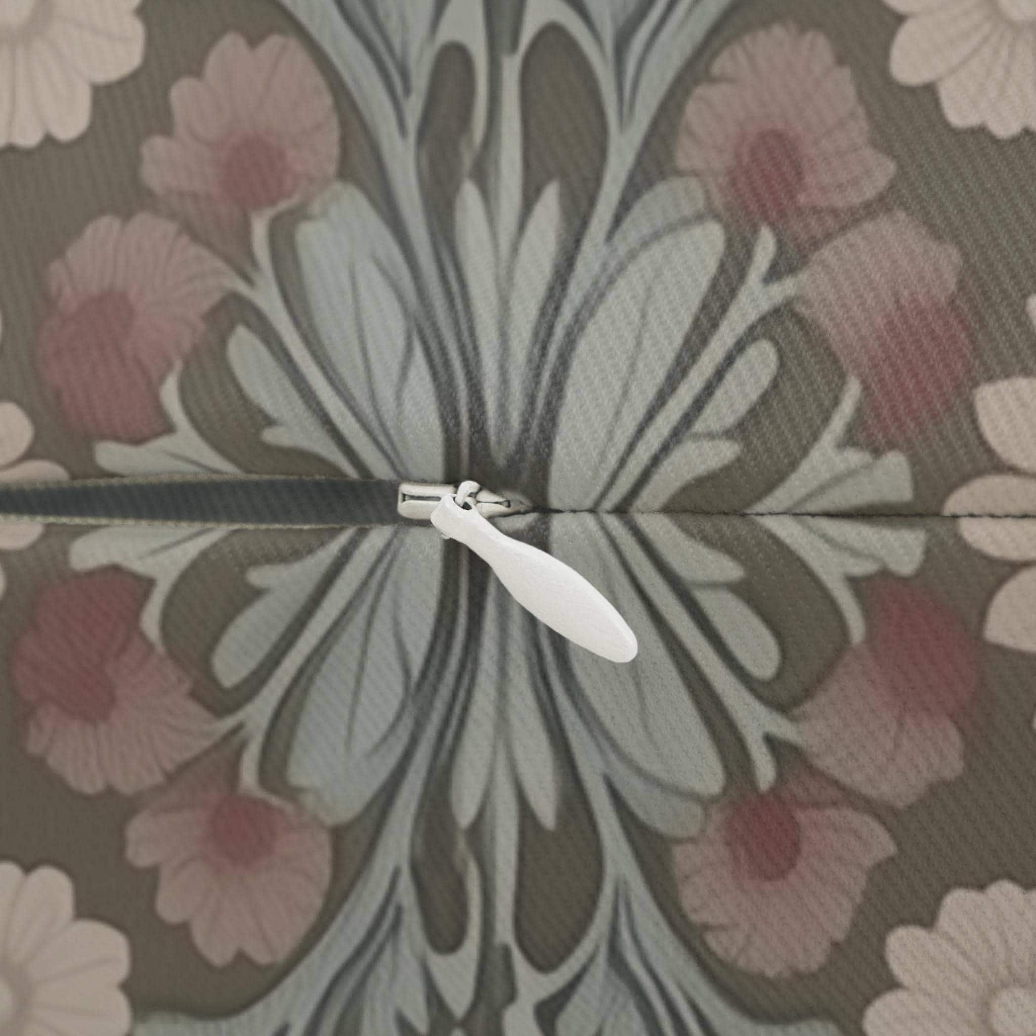William Morris Inspired Botanical Lumbar Pillow: Soft Gray-Sage, Taupe, Blush Accent