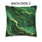 Green Waves Throw Pillow Cover: Emerald  and Deep Green with Gold Accents