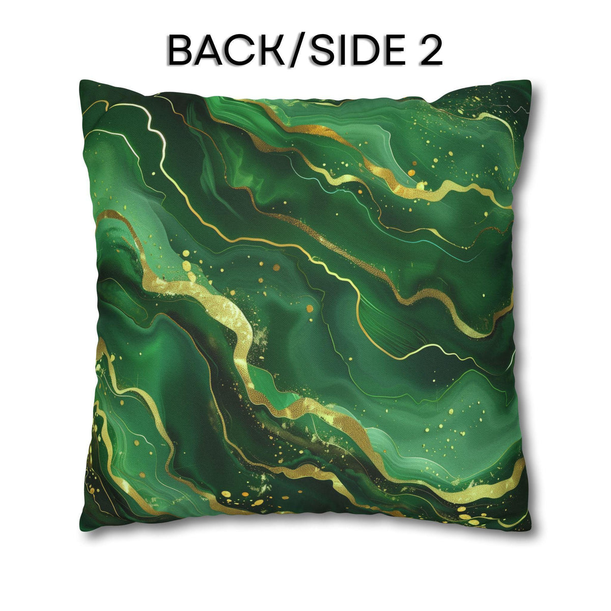 Green Waves Throw Pillow Cover: Emerald  and Deep Green with Gold Accents