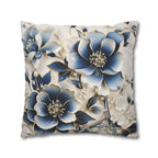 Elegant Chinoiserie Floral Pillow Cover: Blue & Off-White Eastern Motif Cushion for Home Decor