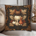 William Morris Inspired Fall Pillow Cover:  Copper, Burnt Orange, Caramel on Dark Brown