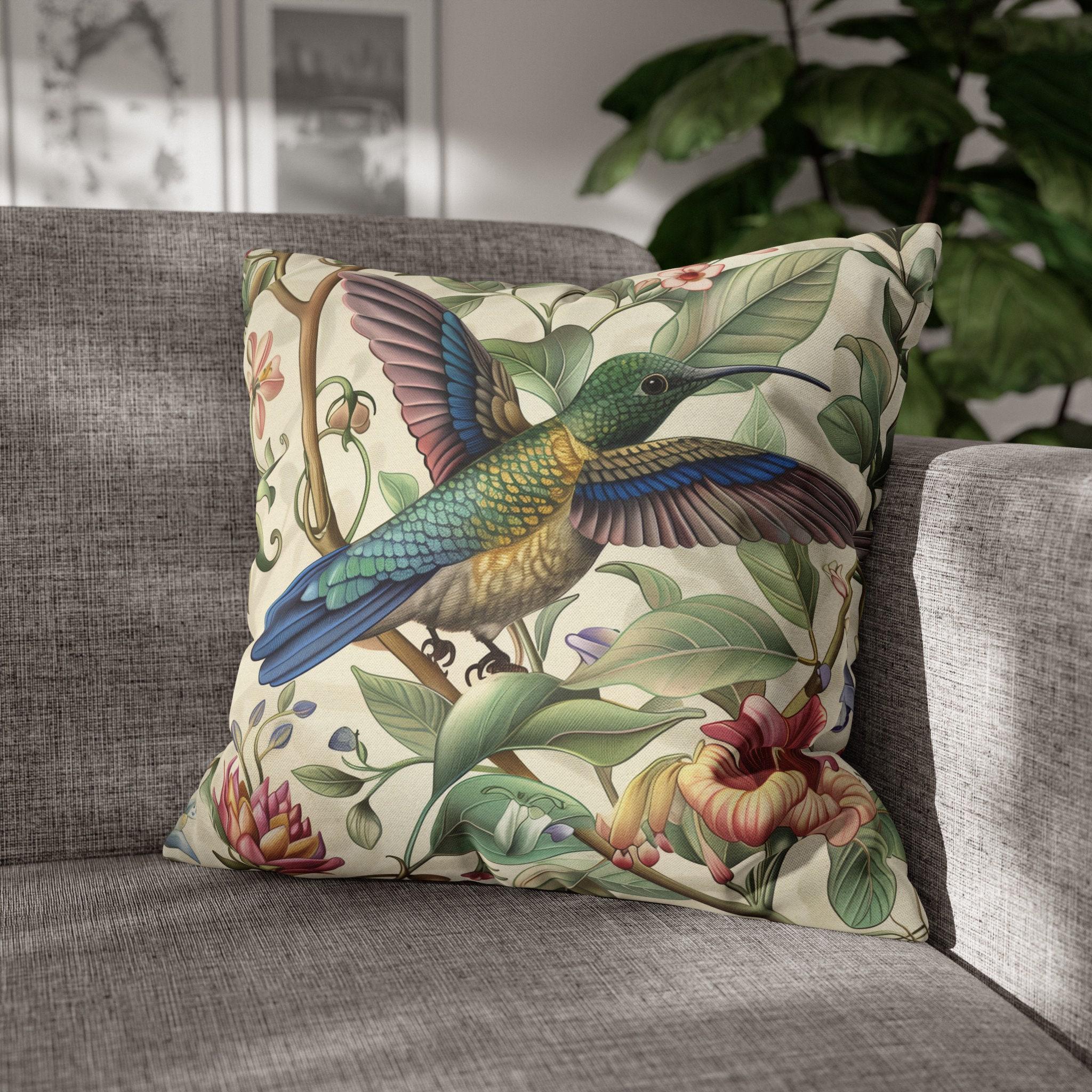 William Morris Hummingbird Pillow Cover: Elegant Floral Nature Design