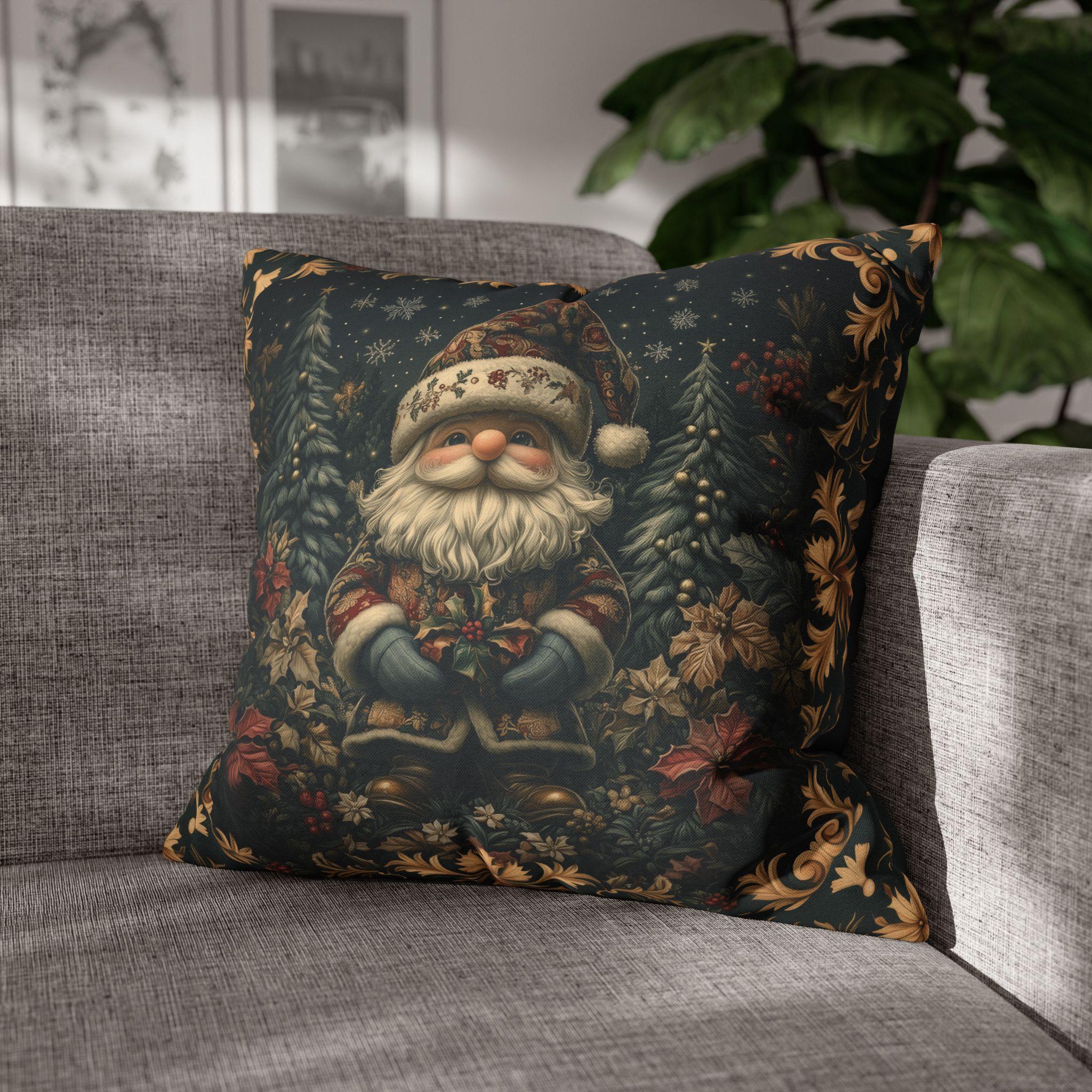 William Morris Christmas Gnome Pillow Cover: Vintage Style Santa Holiday Decor