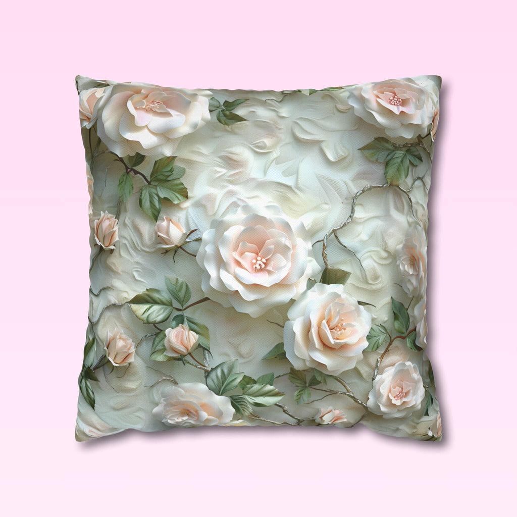 Blush Rose Pillow Cover: Coquette Floral Cushion, Feminine Bedroom Decor