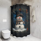 William Morris Inspired Snowman Shower Curtain: Christmas Winter Bath Decor