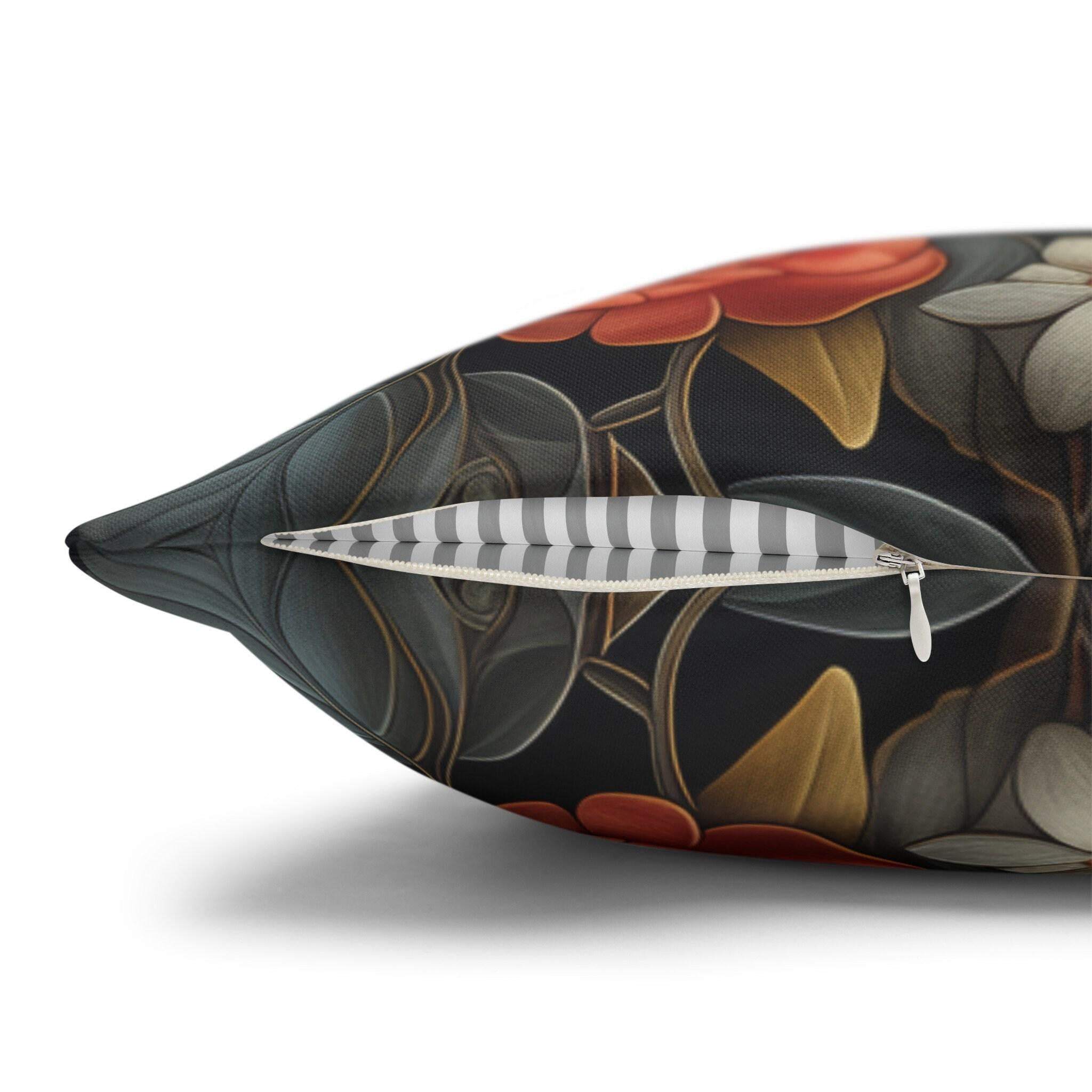 Elegant William Morris Inspired Hummingbird Floral Pillow Cover - Navy Background Art Lover Gift