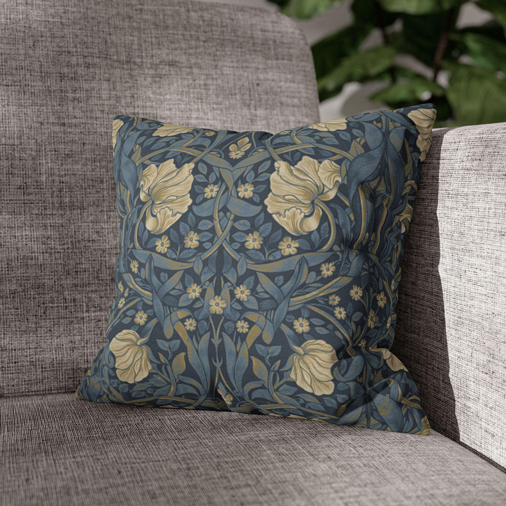 William Morris Pillow Cover: Charcoal Blue Ivory Vintage Pimpernel Reconstructed