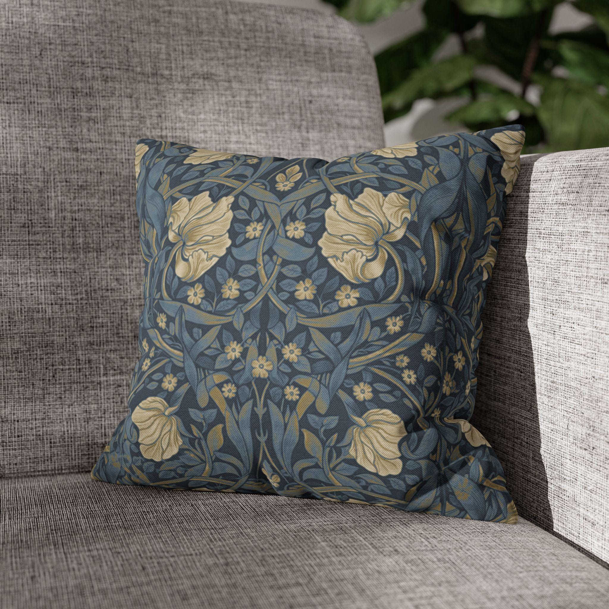 William Morris Pillow Cover: Charcoal Blue Ivory Vintage Pimpernel Reconstructed
