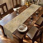 Classic Damask Pattern Table Runner: Soft Antique-Gold and Champagne-Beige