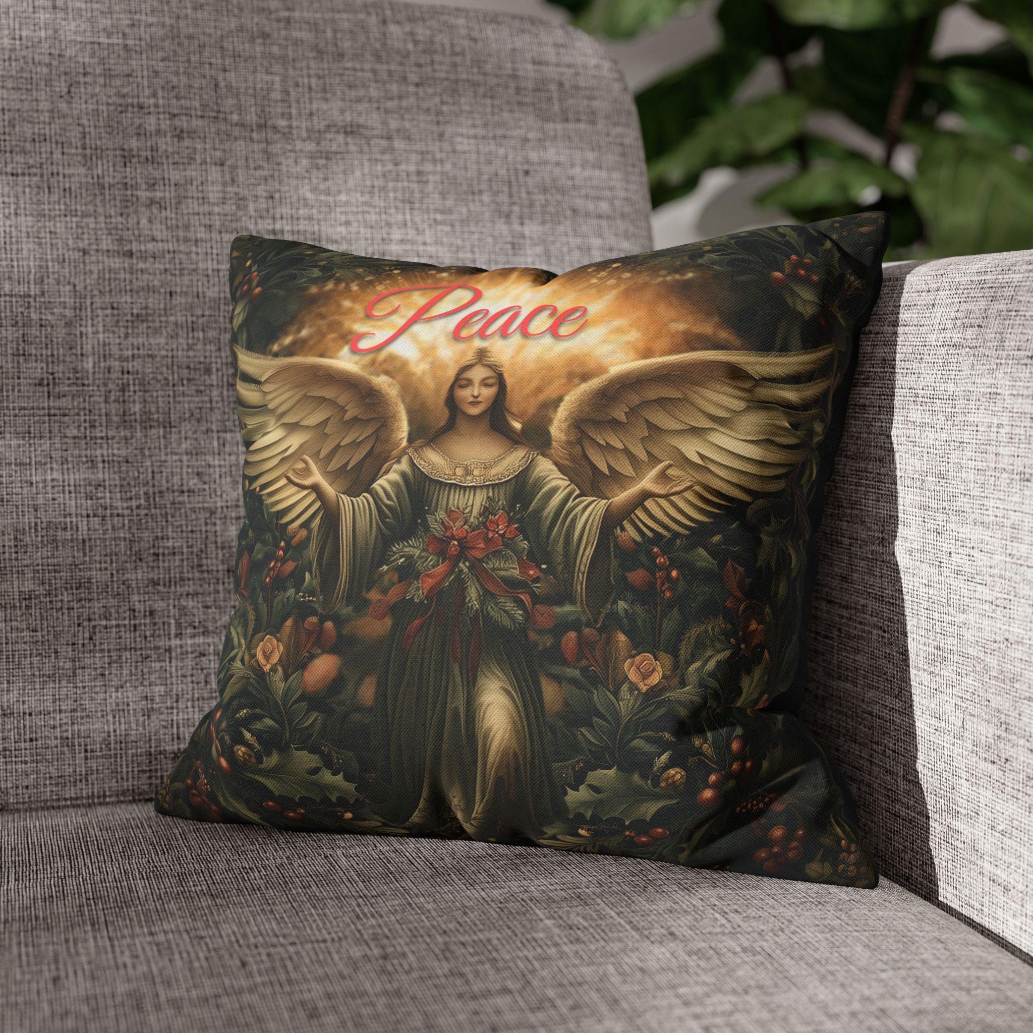 William Morris Inspired Angel Wing Pillow Cover: Divine Guardian Christmas Home Decor