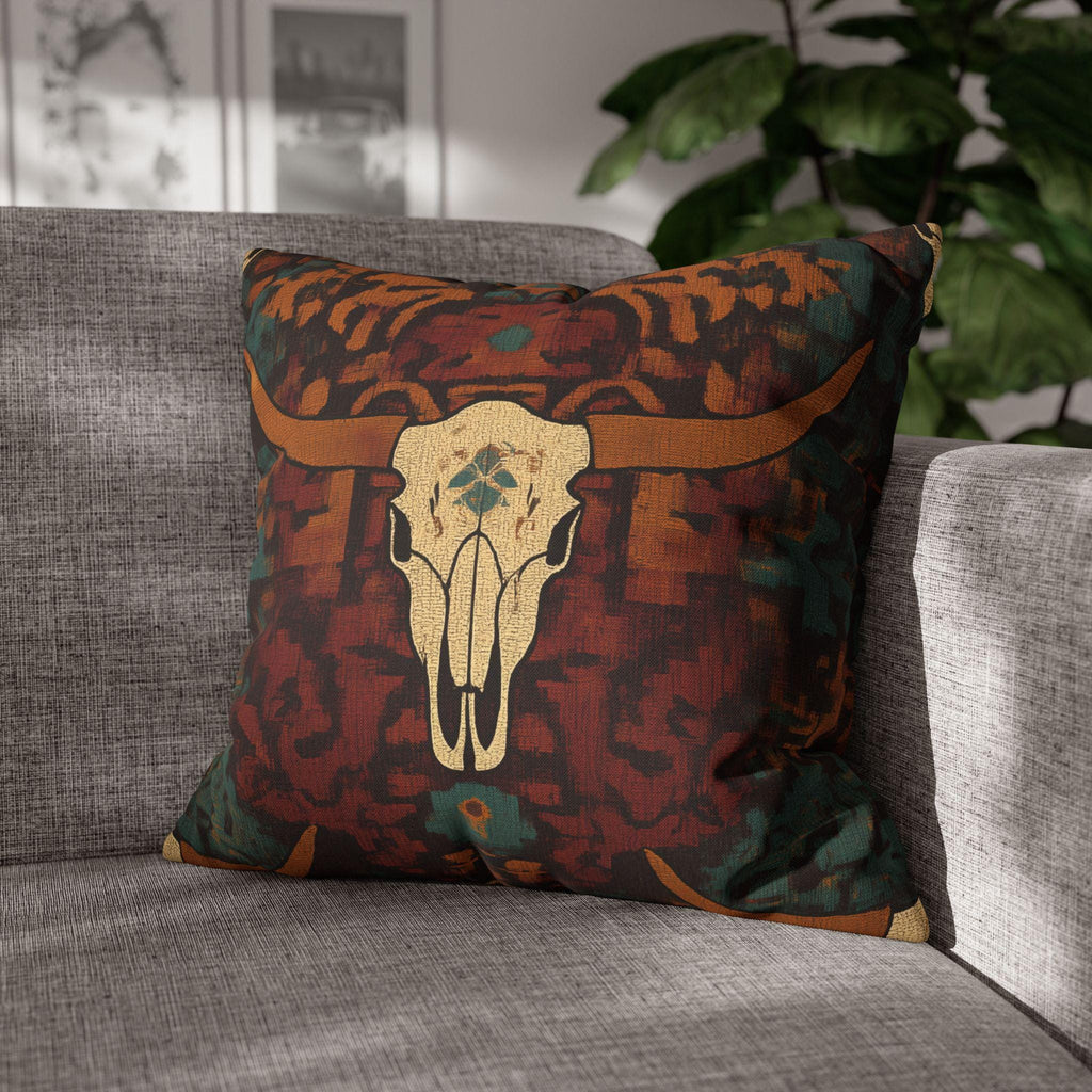 Longhorn Skull Pillow Cover: Southwestern Rustic Ranch Decor