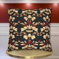 Vintage Style Floral Art Deco Throw Pillow Cover, Cream Red Gold