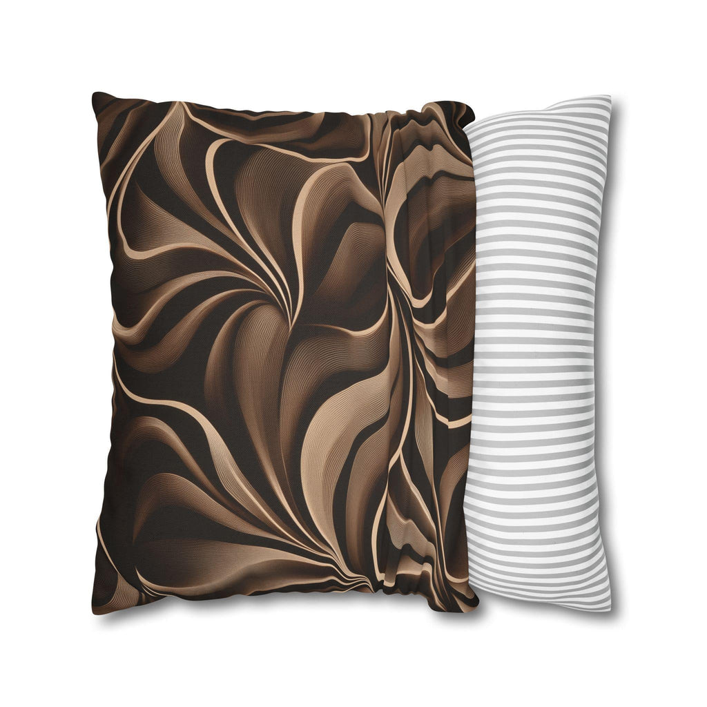 Abstract Mocha Swirl Pillowcase: Modern Ribbon Design for Contemporary Home Accent