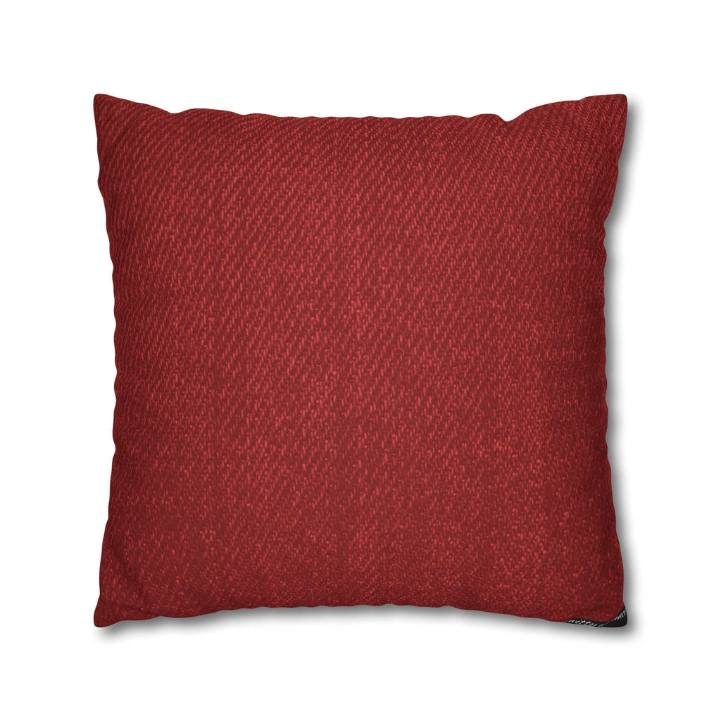 Rustic Elegance Pillow Cover: Beige Christmas Tree & Snowflakes on Red Textured Look Background