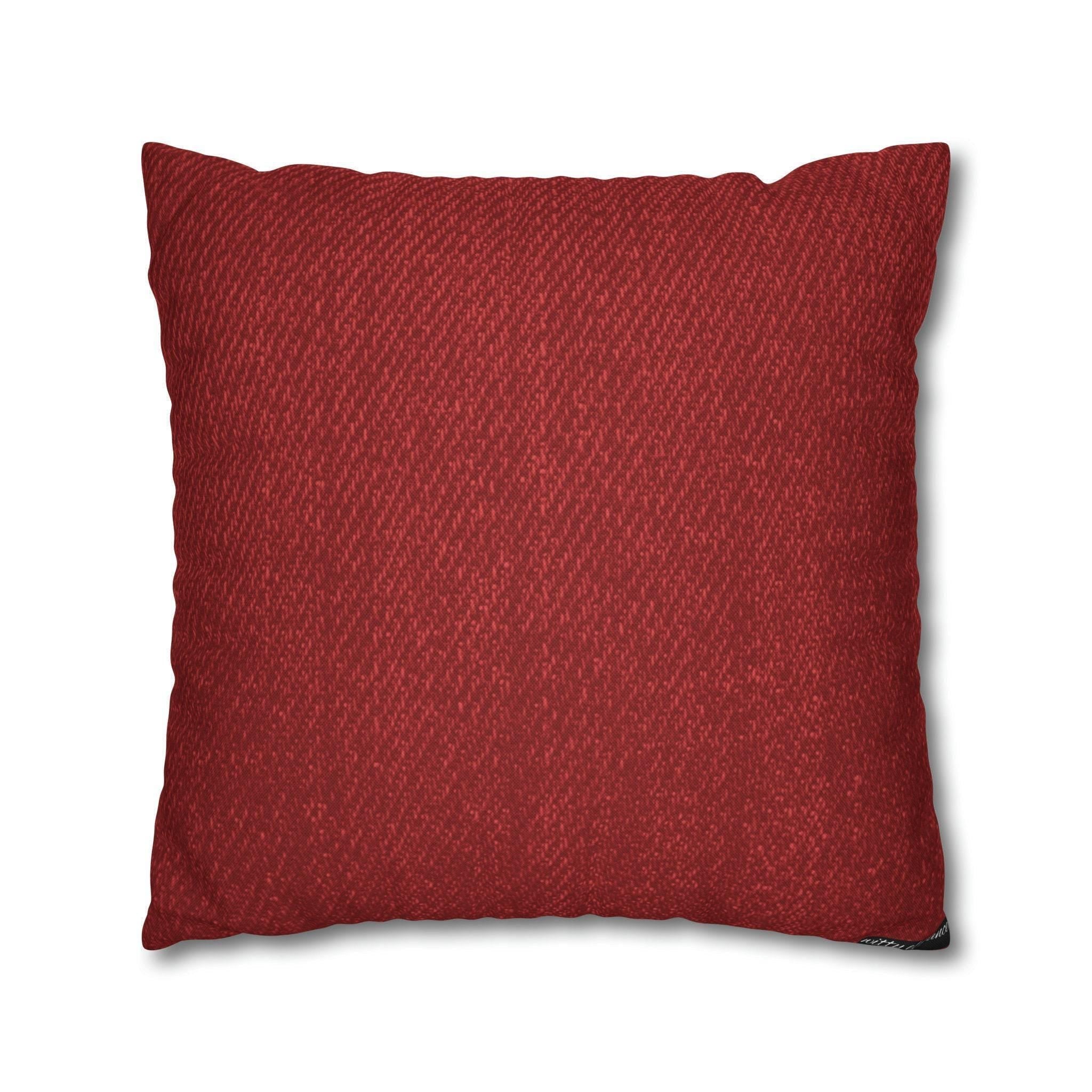 Rustic Elegance Pillow Cover: Beige Christmas Tree & Snowflakes on Red Textured Look Background
